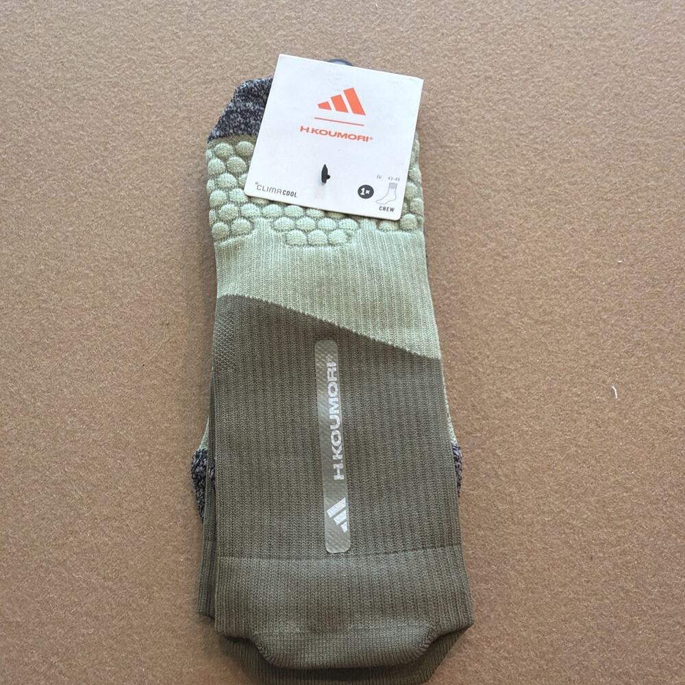 Adidas H.Koumori Socks Climacool Running Crew Size L Olive And Gray Jn2695